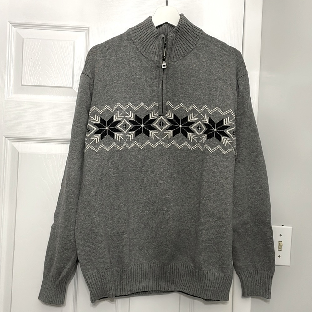Calvin Klein XL MENS gray half zip sweater